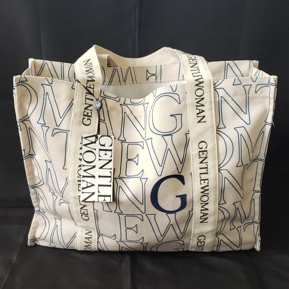 Gentlewoman Ivory Canvas Tote with Navy Logo